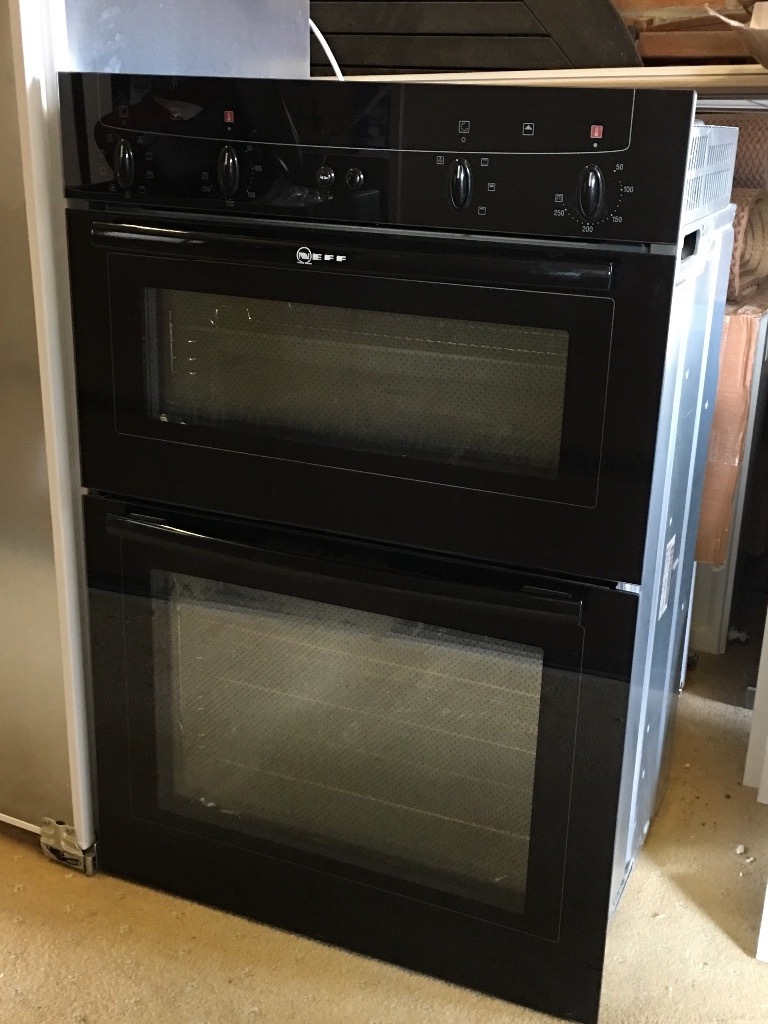 Neff black integrated double oven. Model number U1442S0GB in