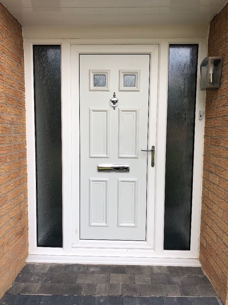 REDUCED! UPVC Front Door Unit with New Double Glazed Panels Excellent