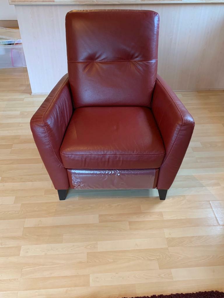 Burgundy Leather reclining arm chair | in Lichfield, Staffordshire
