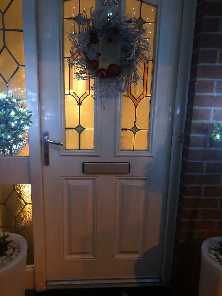 External Front Door With Decorative Glass Panes In Gartcosh