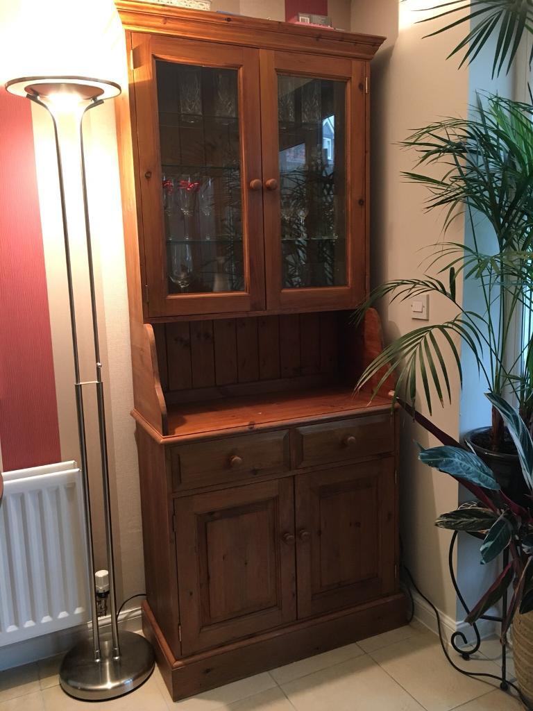 Small Pine dresser with glass and light in Norwich, Norfolk