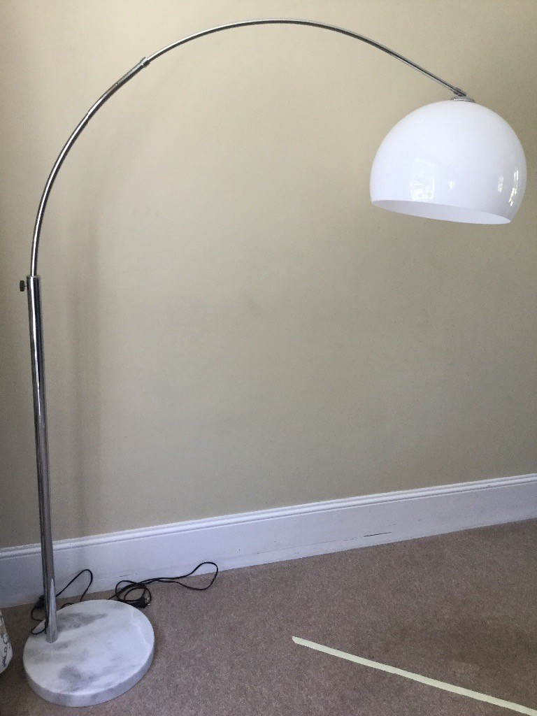 Arched Floor Lamp With White Shade Marble Base In Chandlers