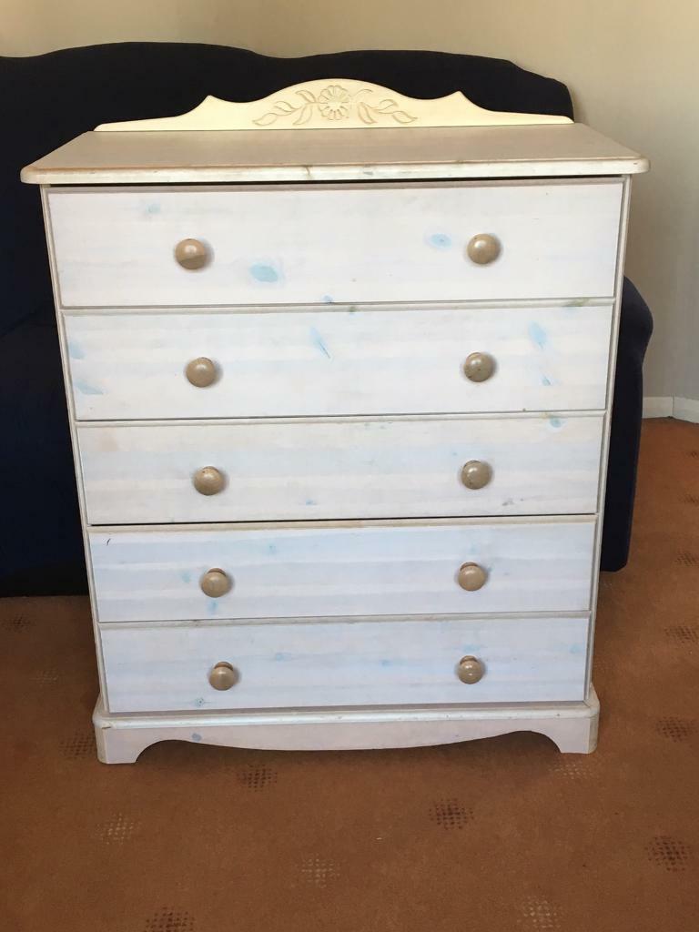 Pine whitewashed chest of drawers in Luton, Bedfordshire Gumtree