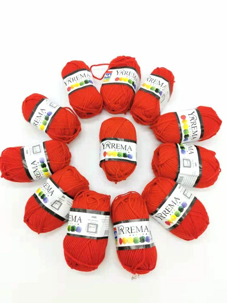 Set 12Pz Gomitoli Matassa Filato Lana Uncinetto Cucito Ricamo Rosso 40gr bal