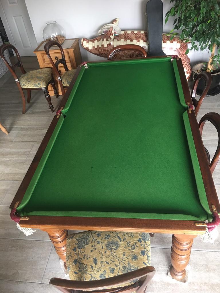 Oak Pool/quarter size snooker dining table with slate base by EJ Riley