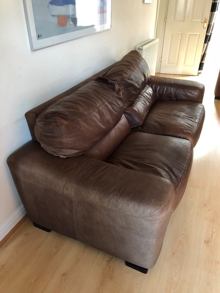 BARKER and STONEHOUSE Analine Leather sofas four and three seater in