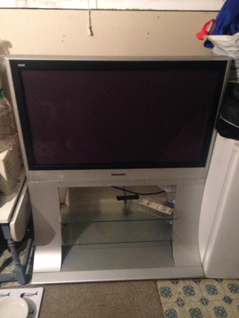 Panasonic 37" inches TV Television plasma LCD silver stand in Gosport
