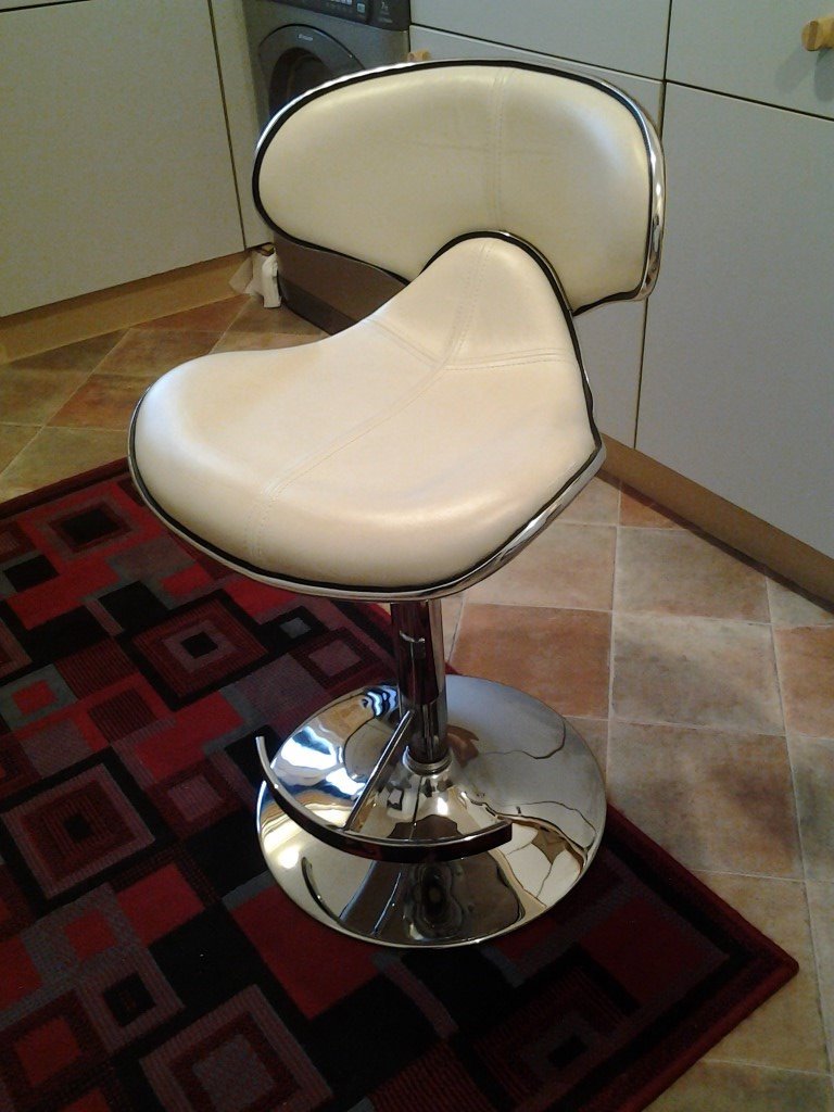 Pair of kitchen stools cream with black and chrome. | in Helensburgh