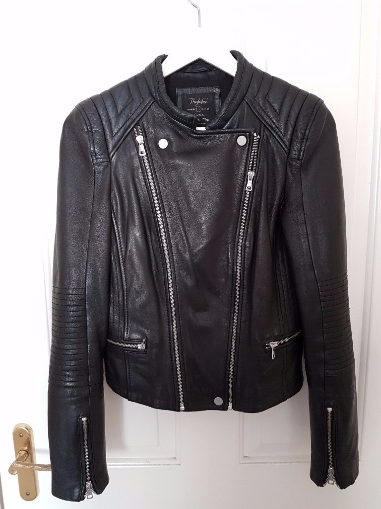 Zara Trafaluc authentic leather biker jacket £60 in Nuneaton