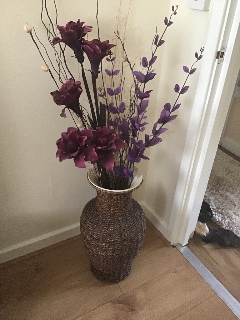Lovely And Beautiful For Sale Large Corner Vase With Purple Flowers In