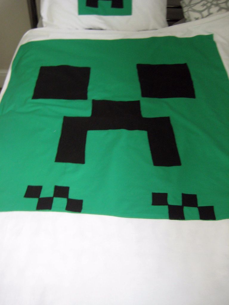 MINECRAFT HANDMADE CREEPER BED SET SINGLE. Bedding GAME DUVET COVER