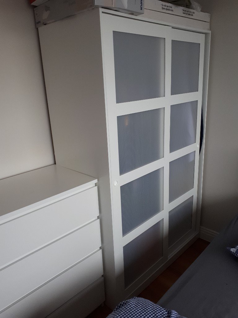 IKEA WARDROBE, KVIKNE WRD 2 SLDR 120 X 190 WHITE. in Stevenage