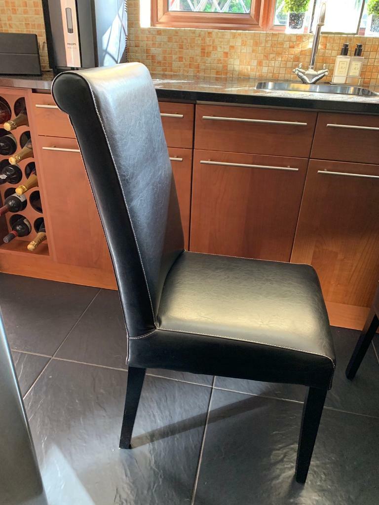 Black leather look dining chairs x 6 | in Greenhithe, Kent | Gumtree