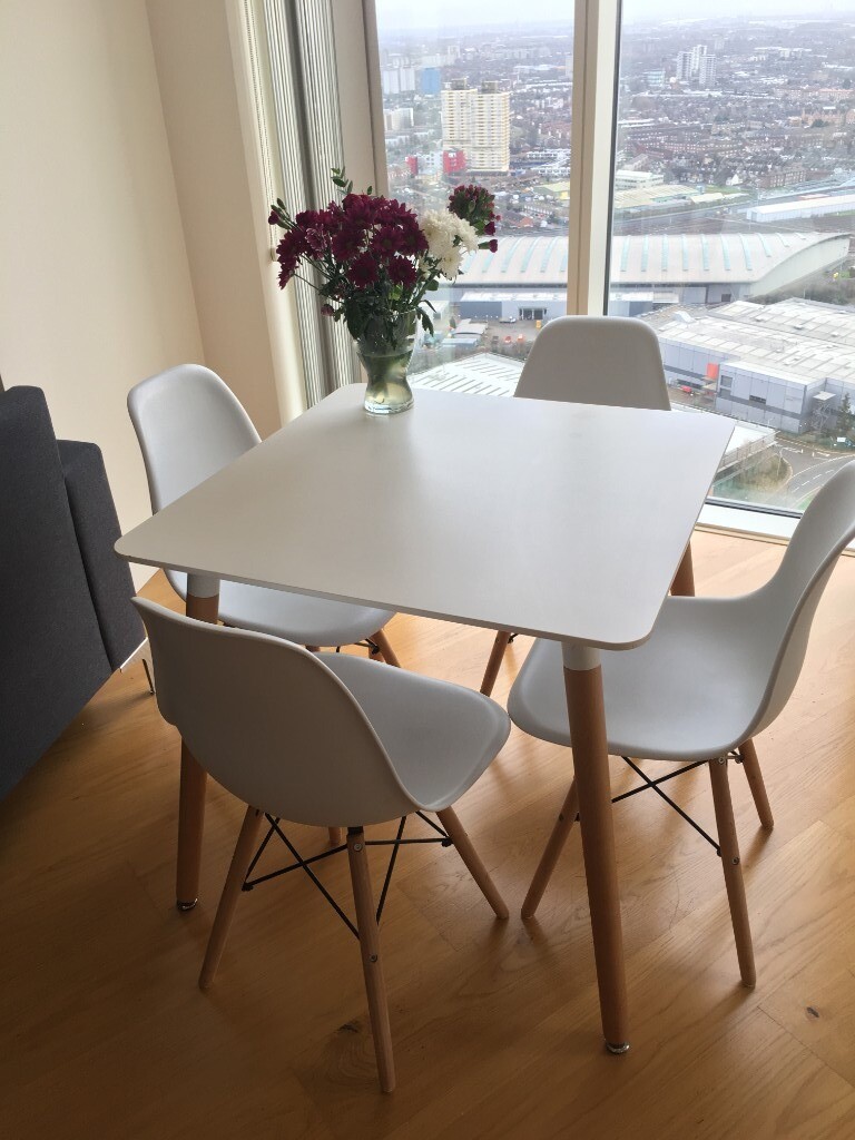 Toulouse Eiffel Style WHITE SQUARE DINING TABLE - ART DECO Chairs not