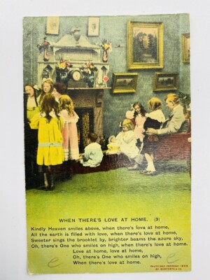 Victorian Christmas RPPC Bamforth & Co Photo Family By Fireplace Holmfirth 4554