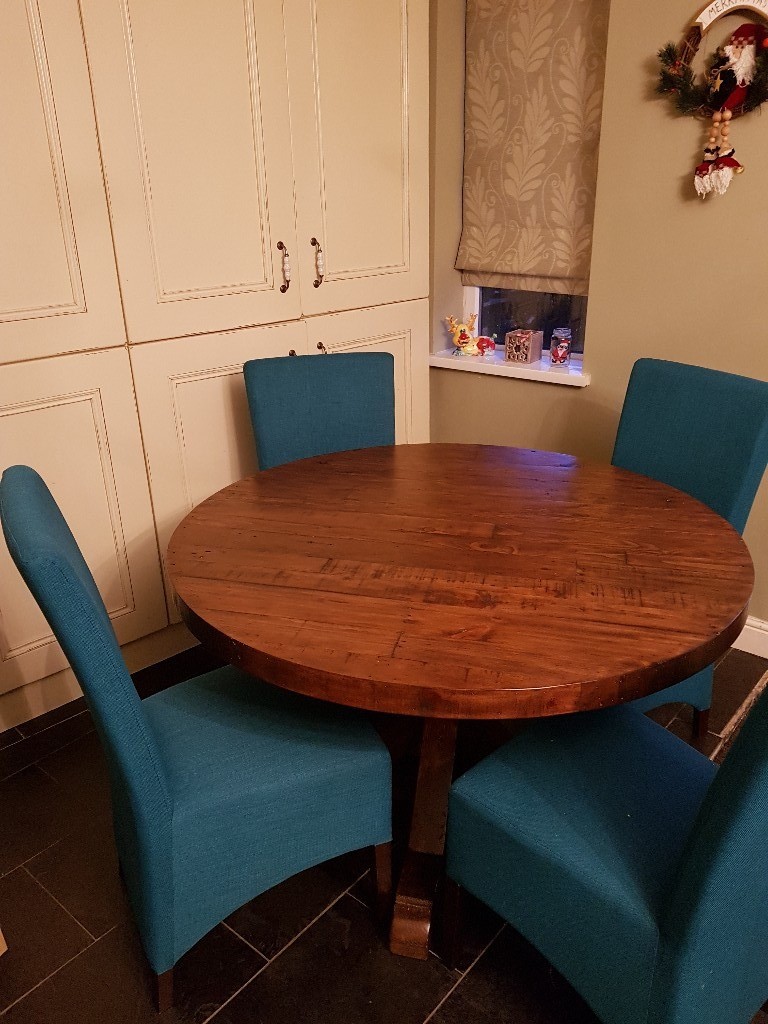 Barker & Stonehouse Round Pedestal Dining Table reclaimed timber in