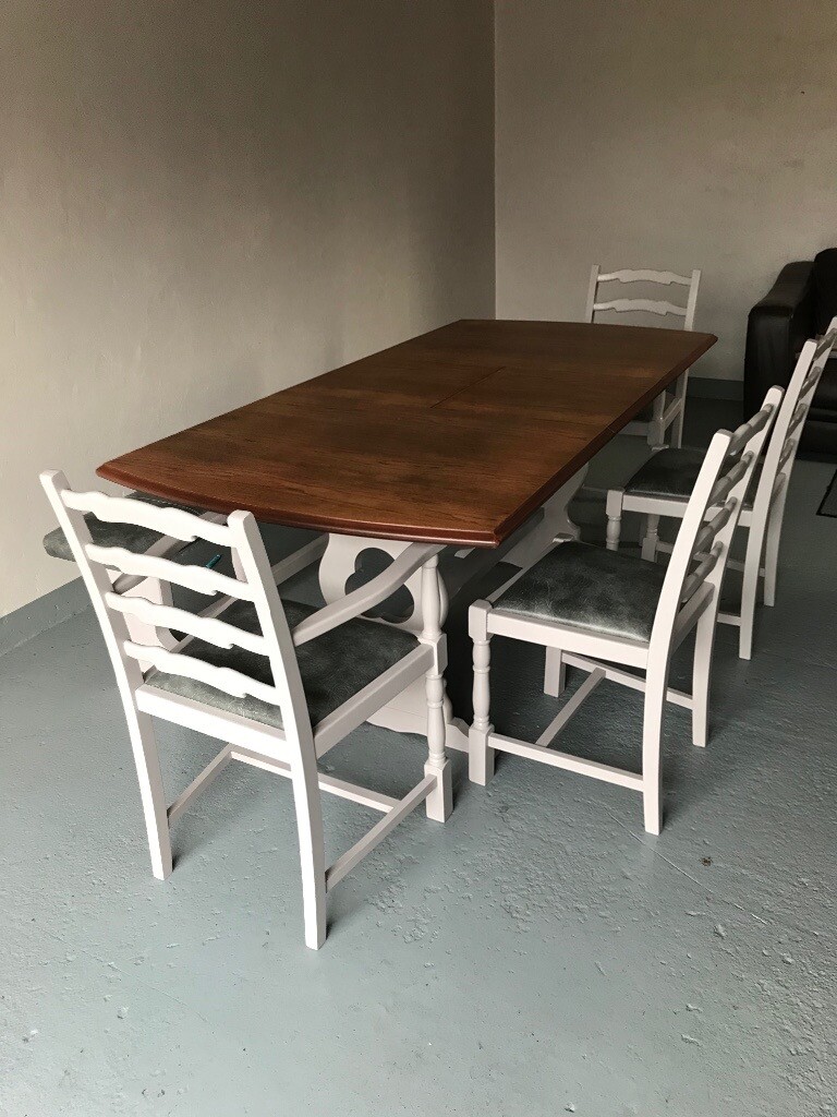 Refurbished Solid Oak Dining Table 4 Chairs And Bench In Armoy