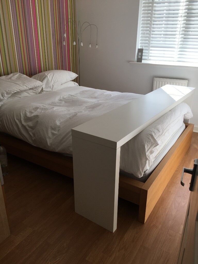  Ikea  Malm Over Bed  Table  With Wheels White Great Condition 