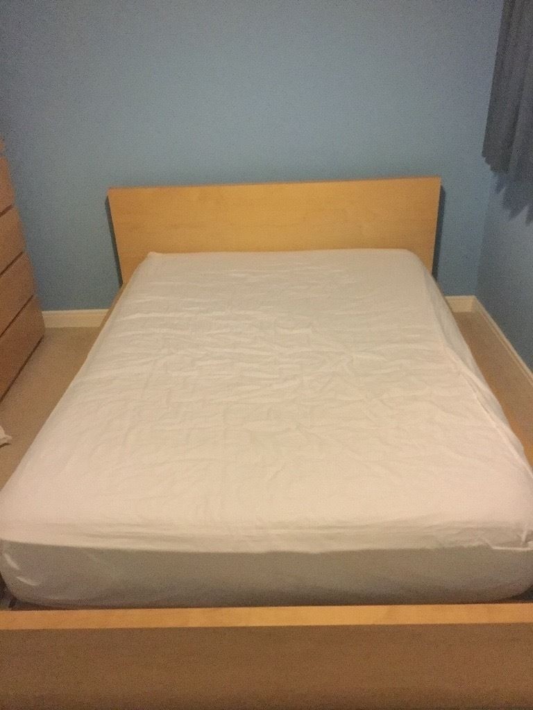 Ikea Malm birch double bed with mattress. Can deliver in Frenchay