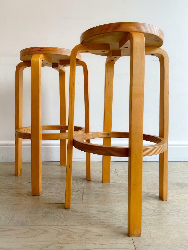 Retro vintage kitchen/counter/bar stools designed by Alvar Aalto in