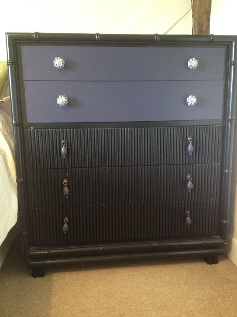 Vintage Large Chest of Drawers Chinese Style Black and ...