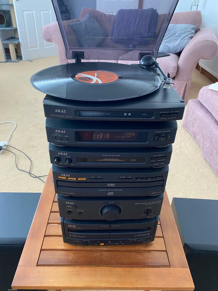 Akai mini hifi with turntable and Kenwood speakers in Epworth, South