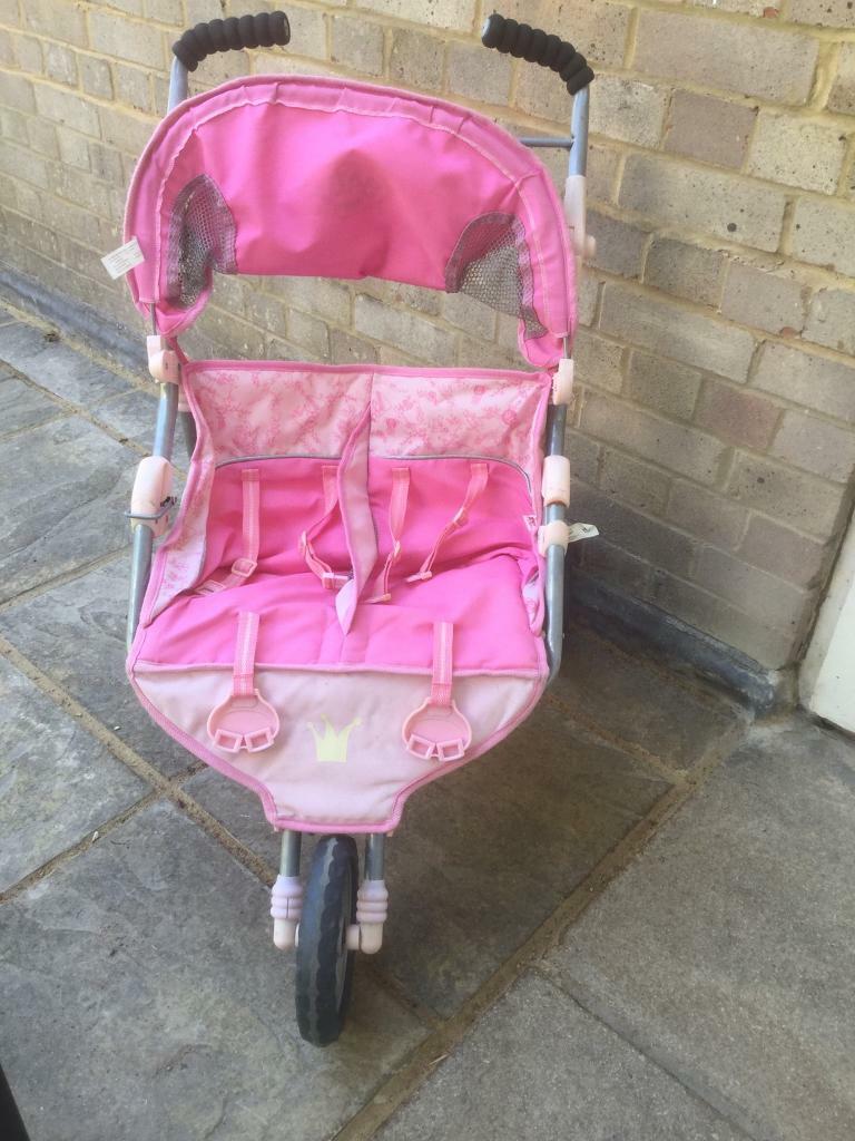 Baby born dolls 3 wheel twin stroller. Collapses for easy storage ( see
