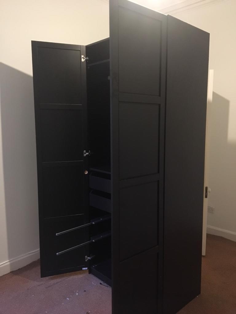 Lovely Dark Brown Black Huge Ikea Wardrobe In Woodlands