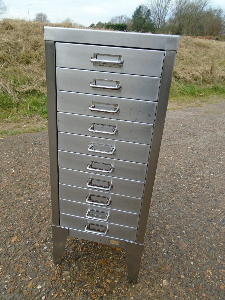 Lovely Stor Metal Filing Cabinet Stripped &amp; Polished Great ...