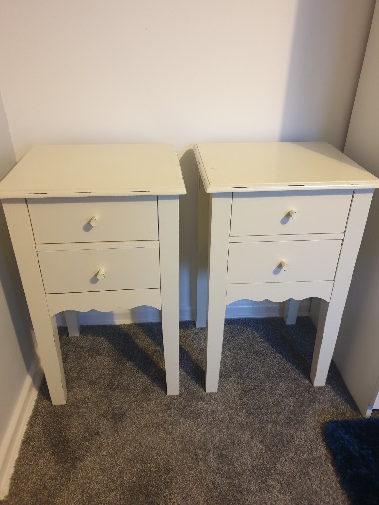 Cream white matching shabby chic side tables in Dunmurry, Belfast