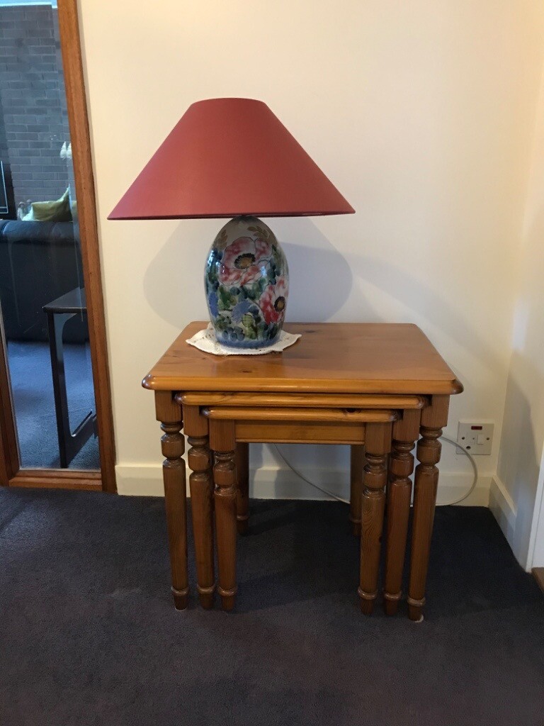 Pine nest of tables. 3 tables, Ducal Victoria pine.. Very good