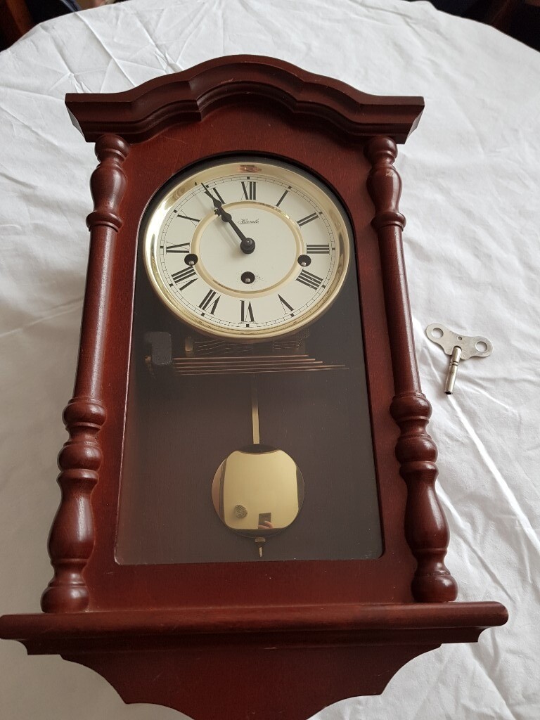 Hermle Wall Clock Classic Wood Finish Mechanical 8 Day Full Westminster