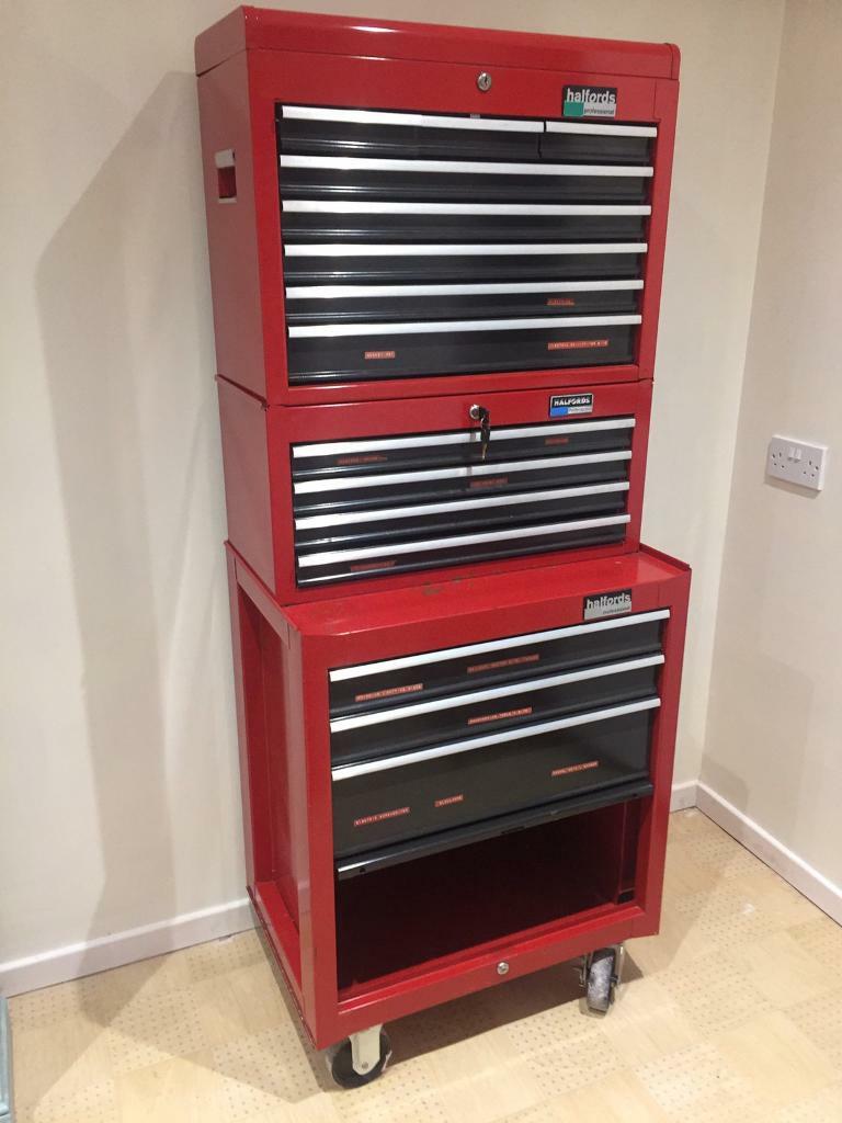 Halfords Professional 3 piece roll cab stack . Tool box . Storage in