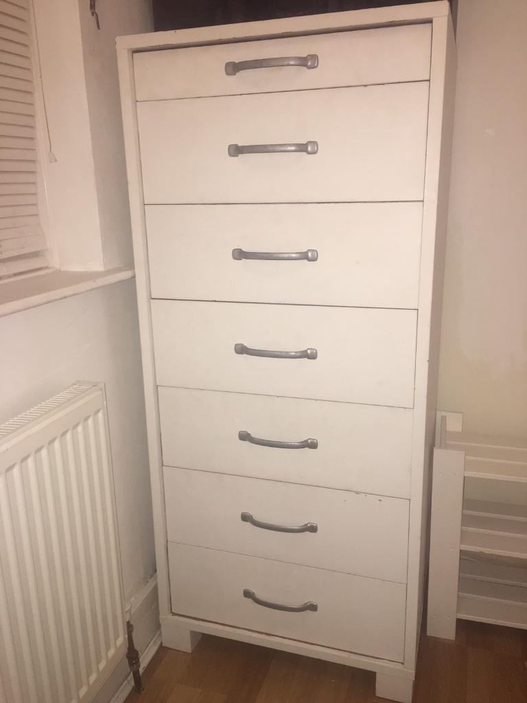 White Tall 7 Drawer Solid Chest of Drawers in Chingford, London Gumtree