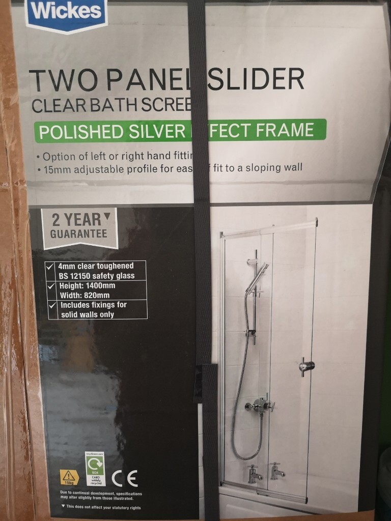 Wickes Two Panel Slider Clear Bath Screen in Newcastle, Tyne and Wear
