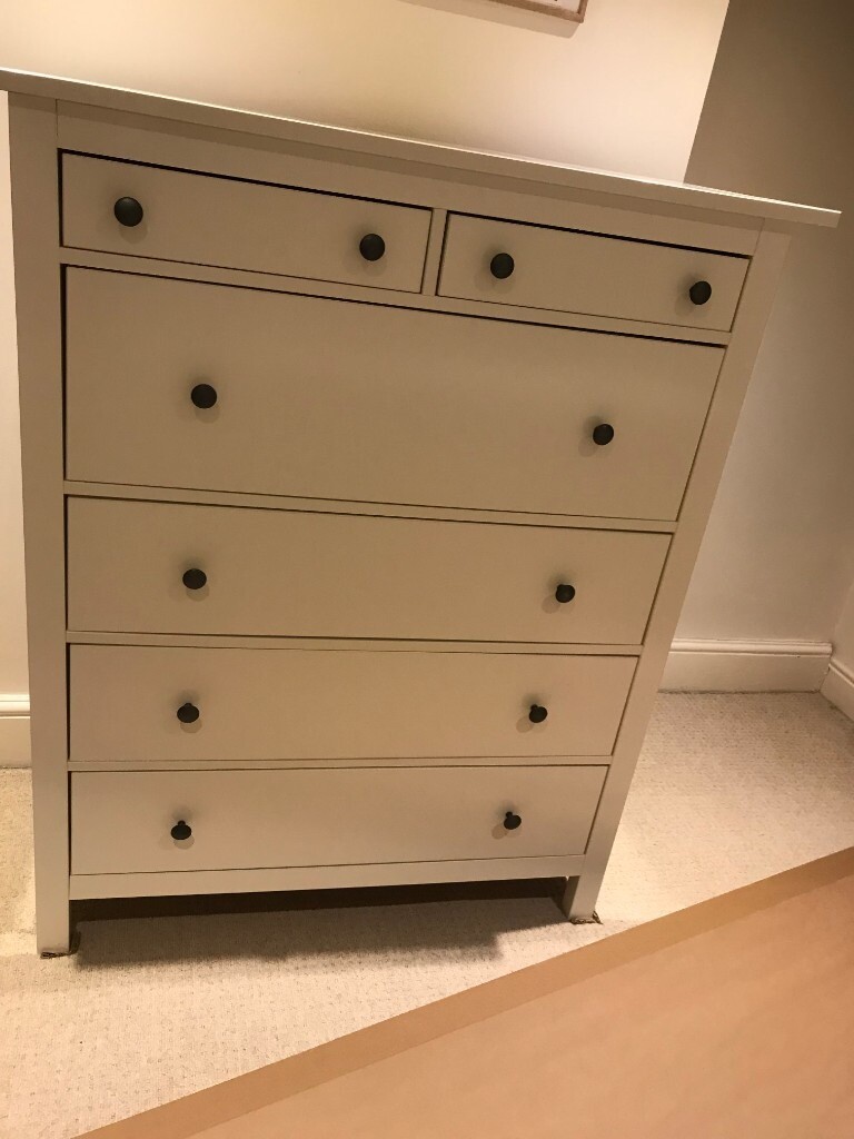 Chest Of Drawers Hemnes Ikea White Cream Colour 5 Drawers In