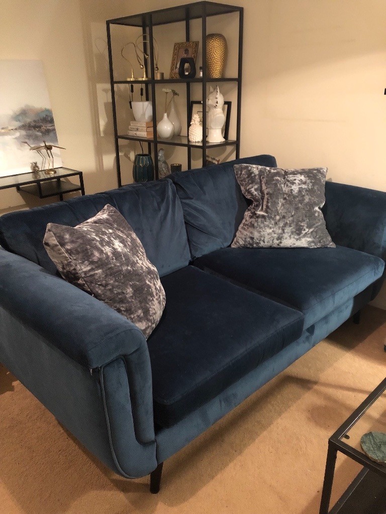 DFS Blue Velvet 2 Seater Sofa in Swindon, Wiltshire Gumtree