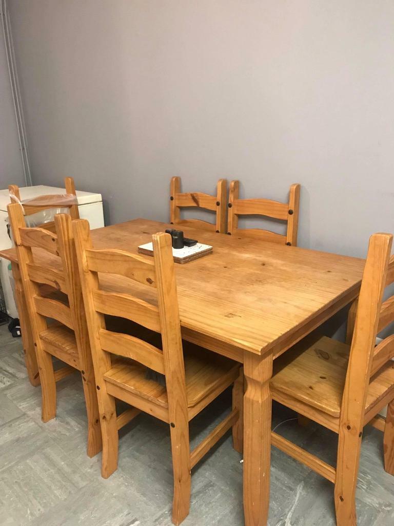 Solid Mexican Pine Dining Table and 6 Chairs in Braintree, Essex