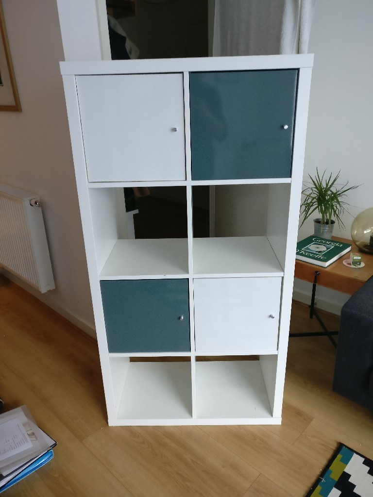 Ikea kallax shelving unit in white with door inserts in London Gumtree