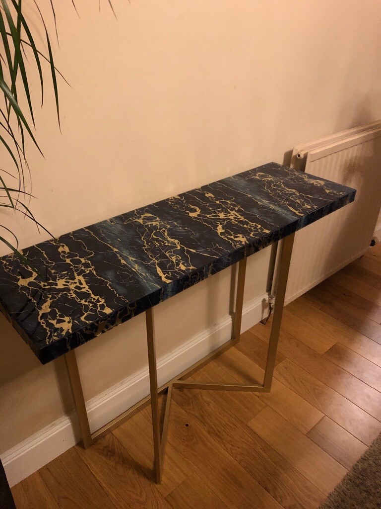Green and Gold marble effect side/console table in Duddingston