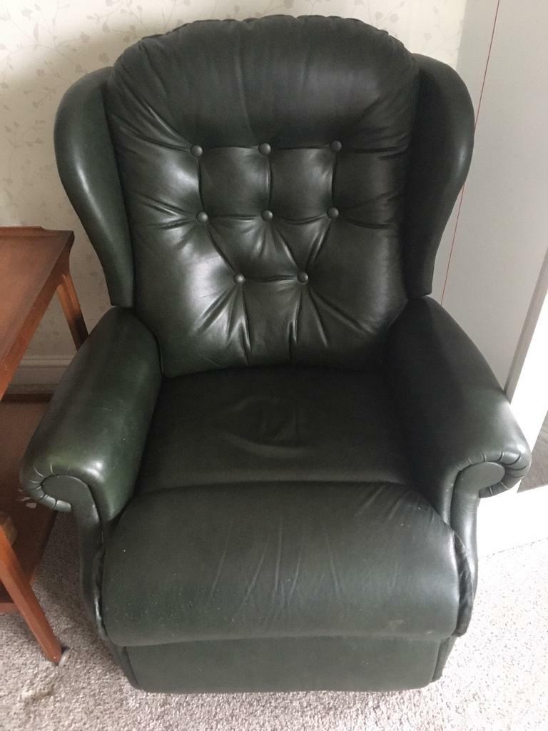 Electric recliner chair Green leather in Swanage, Dorset Gumtree