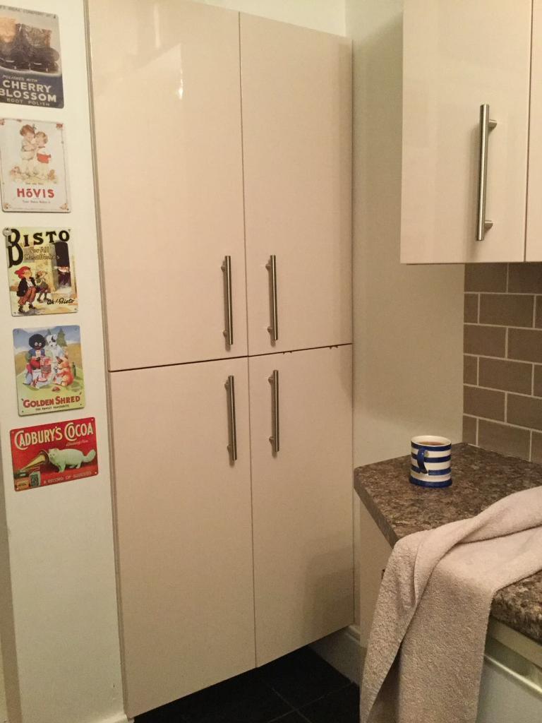 Cream Gloss Kitchen Units (Larder Cupboard) in Allesley, West