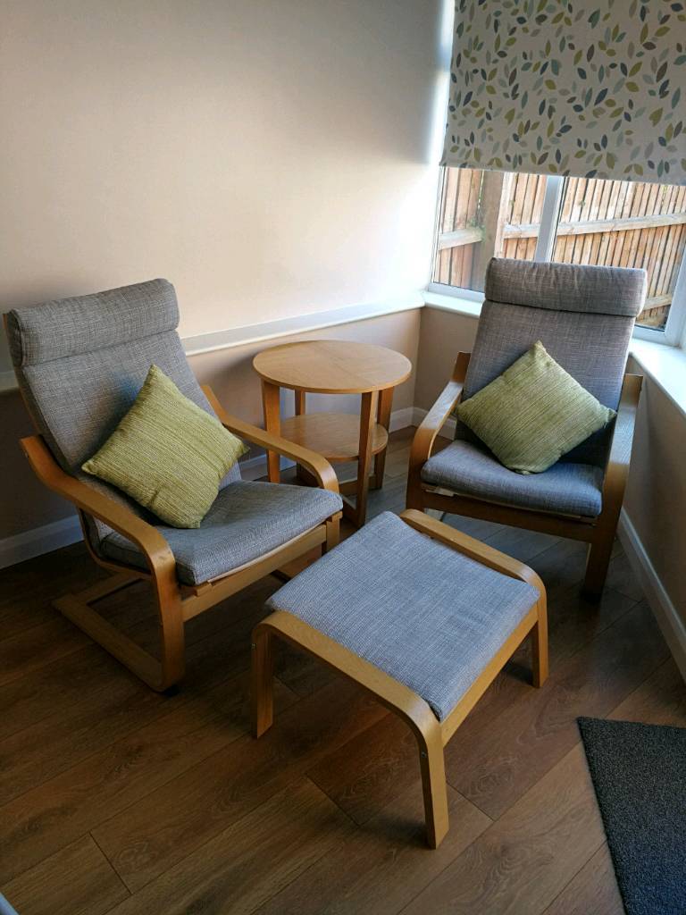 *REDUCED PRICE* IKEA Poang chairs, footstool and Vejmon table. Will