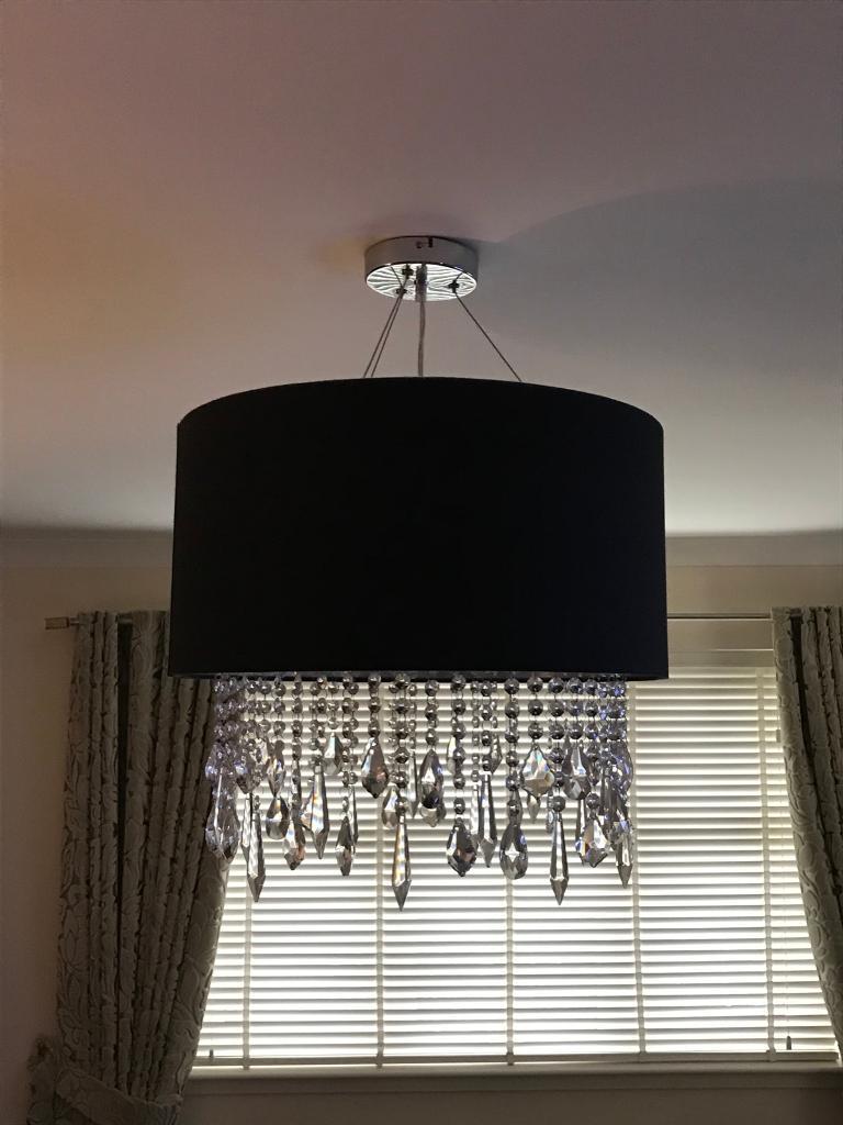 Black Pendant Ceiling Light with Hanging Crystals in East Kilbride