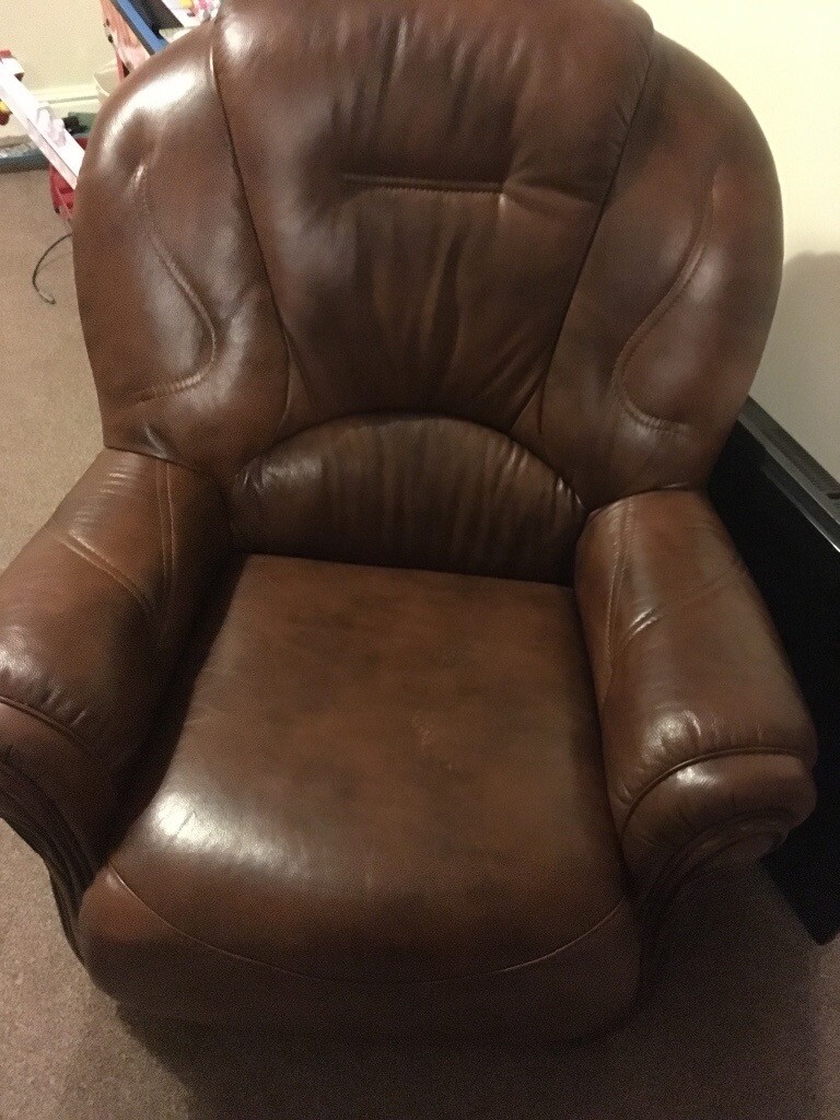 Brown leather chair in Gorseinon, Swansea Gumtree