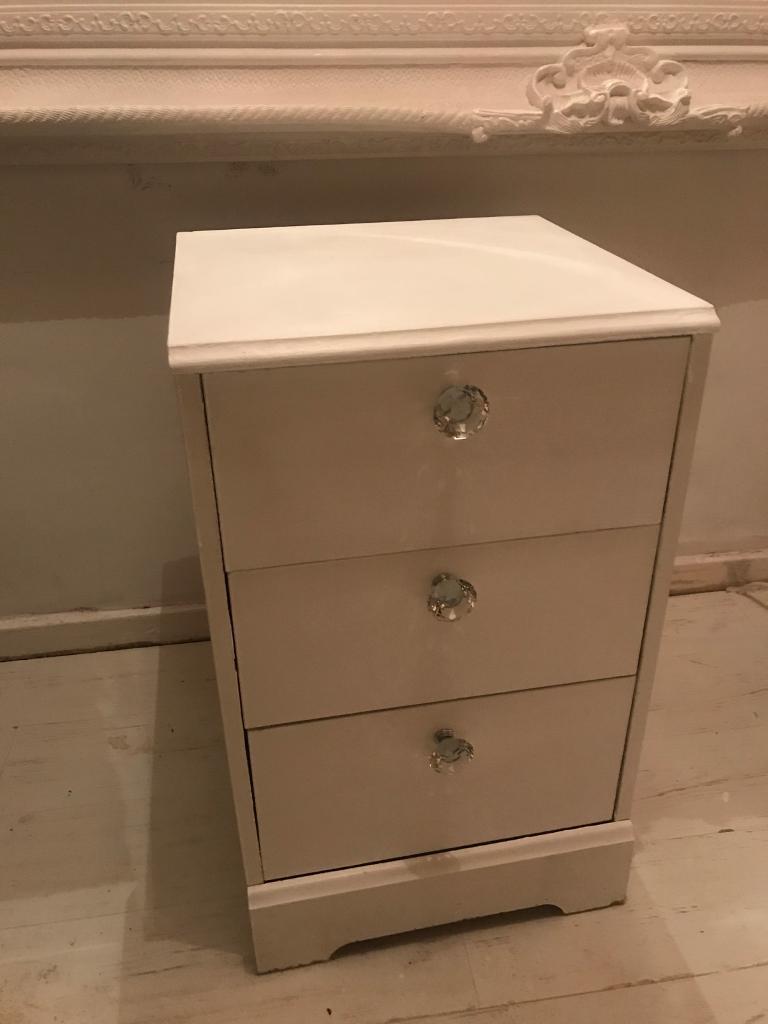 White Upcycled 3 Drawer Unit bedside in Clydebank, West