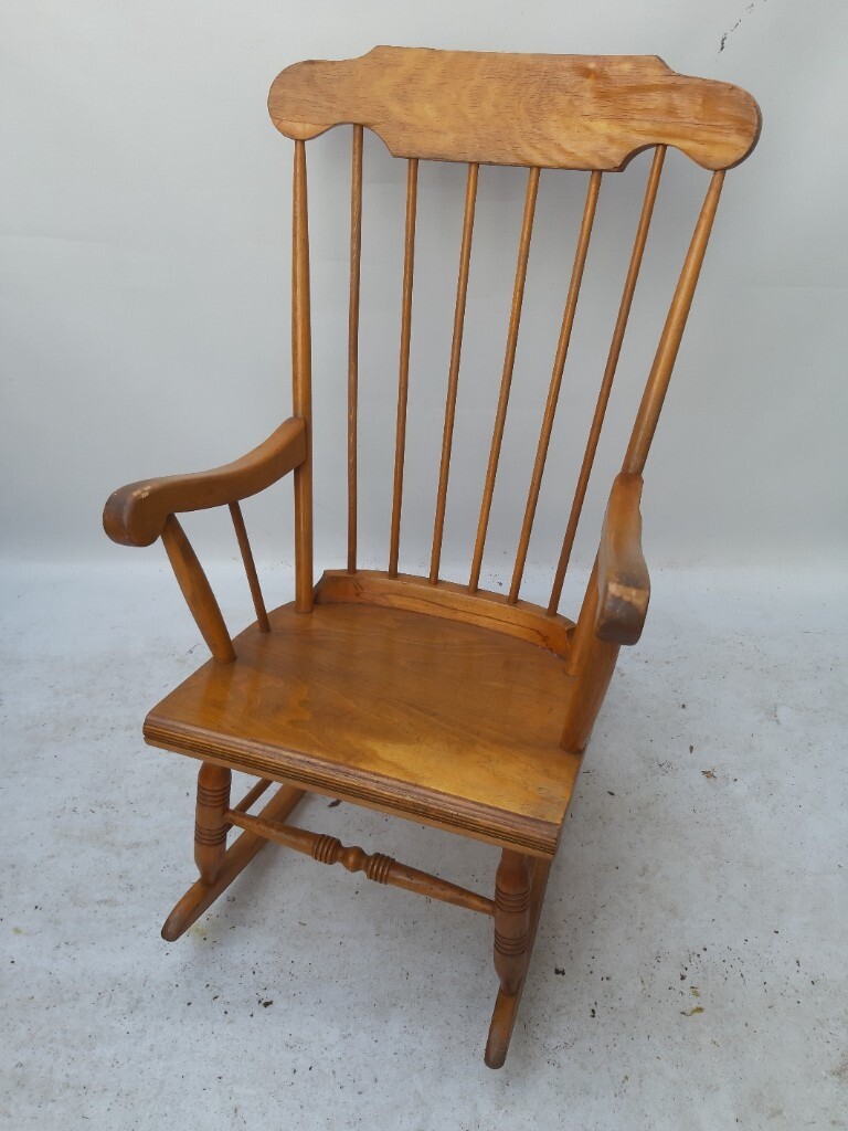 vintage retro antique wooden rocking nursing chair mid century armchair