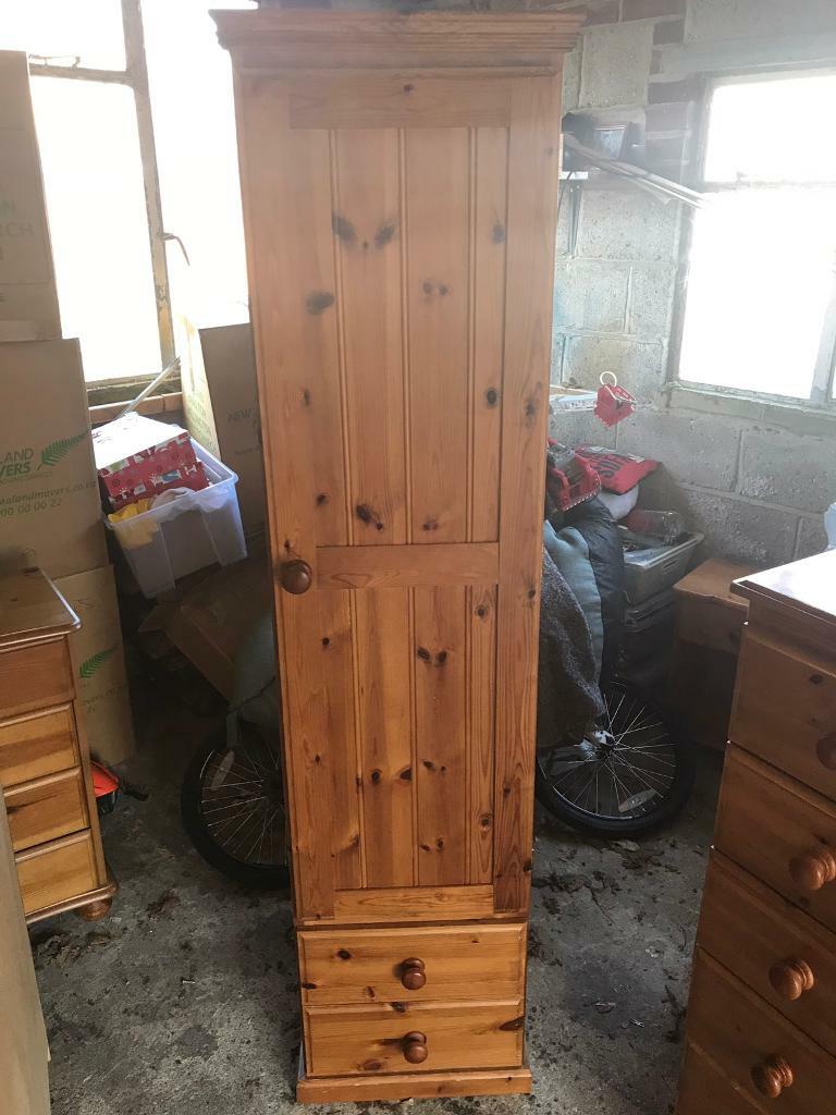 Solid Pine Single Wardrobe With 2 Drawers In Fareham Hampshire