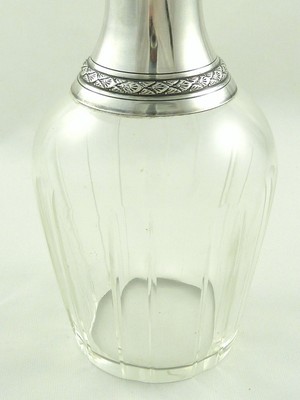 ANTIQUE FRENCH STERLING SILVER  CRYSTAL LIQUOR DECANTER  / CORDIALS .950 BARWARE