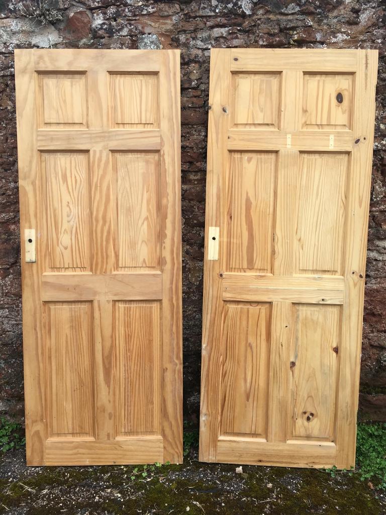Two solid pine interior doors 6 panel | in Broadclyst, Devon | Gumtree
